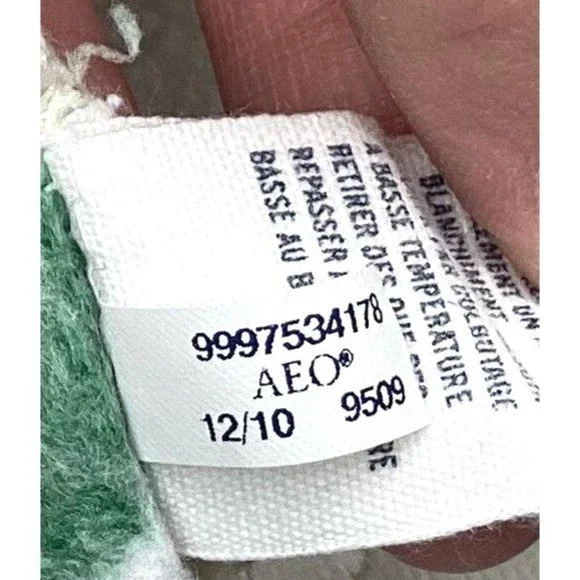 American Eagle Hoodie Women SP Hooded Sweatshirt Sweater Casual White Green - Picture 7 of 8